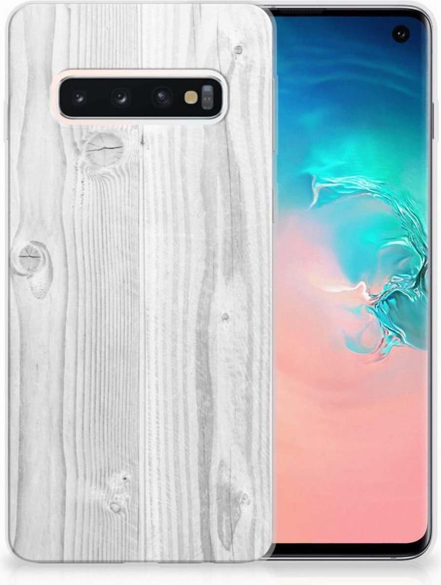 Samsung Galaxy S10 Bumper Hoesje White Wood