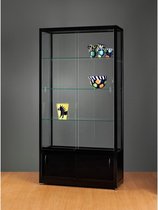 Luxe vitrinekast zwart 100 cm met onderkast