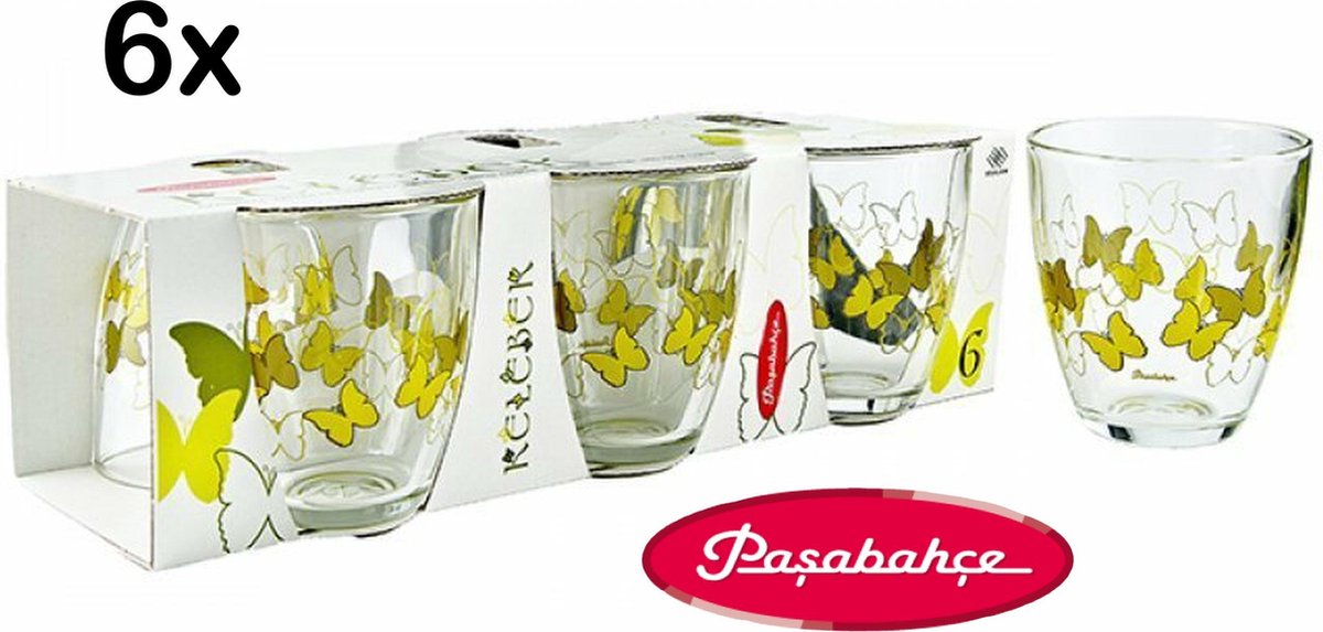 Pasabahce - Vlinder - Gedessineerde Glazen - Water - Sap glas - 285 ml - 6 stuks