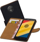 Bookstyle Wallet Case Hoesjes voor Moto C Zwart
