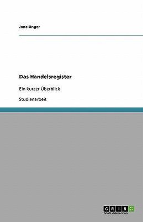 Das Handelsregister: Ein kurzer �berblick - cover