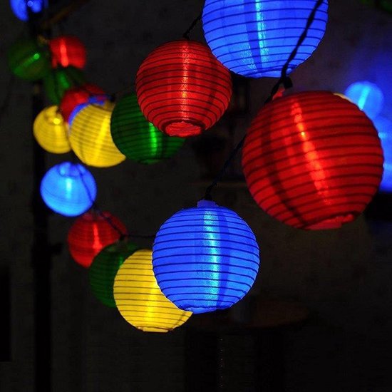10 solar lampionnen lichtketting - feestverlichting | bol.com