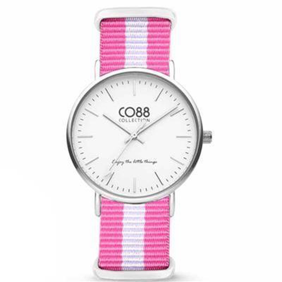 CO88 Collection Watches 8CW 10025 Horloge - Nato Band - Ø 36 mm - Roze - Wit