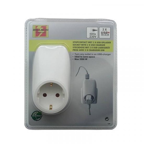 Ruim Opa Groene achtergrond Benson Stopcontact met Dubbele USB Lader | bol.com