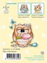Leane Creatief - stempel Owl Pipa with flower 55.8596