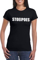 Stoeipoes tekst t-shirt zwart dames XS