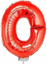 Rode opblaas letter ballon O op stokje 41 cm