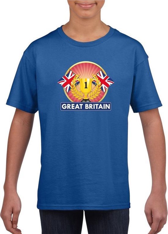 Blauw Groot Brittannie/ Engeland supporter kampioen shirt kind 158/164