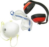Veiligheid set Gehoor & Oog bril bescherming met vuilmasker stof masker