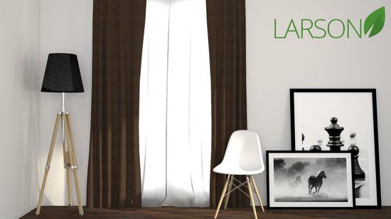 Larson - Luxe effen blackout gordijn - met haken - 1.5m x 2.5m - Chocoladebruin - Larson