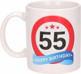 Verjaardag 55 jaar verkeersbord mok / beker