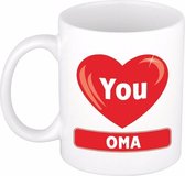 Verjaardag cadeau beker / mok - I Love You Oma - 300 ml keramiek