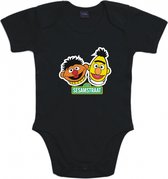 Baby rompertje Sesamstraat (Bert & Ernie) | Korte mouw 50/56 zwart