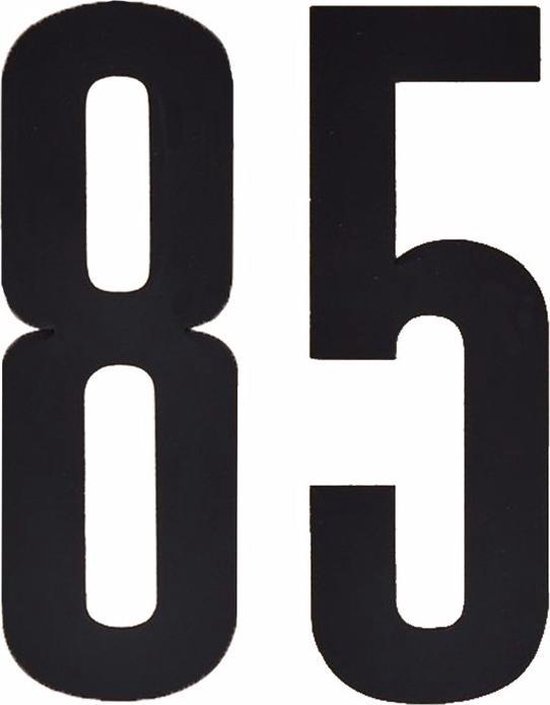 85 Sticker Slant Cijfer sticker 85 zwart 10 cm | bol