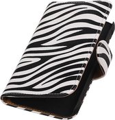 Zebra Bookstyle Wallet Case Hoesje voor Galaxy Xcover 2 S7710 Wit