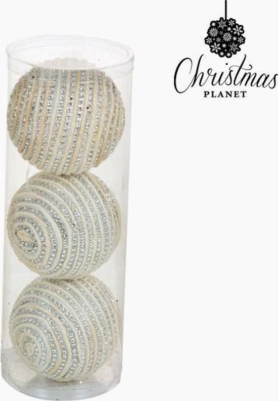 Kerstballen Wit Zilver (3 pcs) by Homania