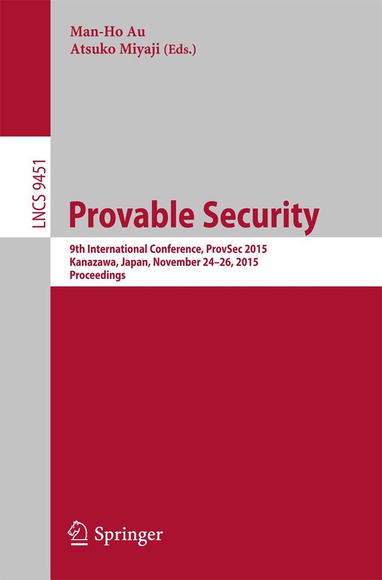 Springer Nature Proceedings Computer Science - Provable Secu ... - cover