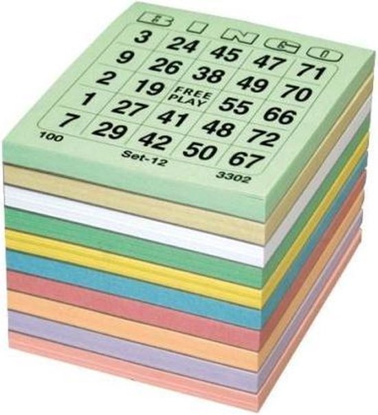 Vertrouwen Kaal Absorberen Bingo kaarten gekleurd - Bingo block - 5x100 vellen - 0 tot 75 - 5  verschillende series | bol.com