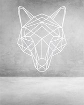 Wolf Geometrisch Hout 60 x 80 cm White - Wanddecoratie