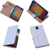 PU Leder Wit Hoesje Samsung Galaxy Note 3 Book/Wallet Case/Cover