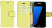 Pearlycase® Samsung Galaxy S7 Hoesje Echt Leder Wallet Bookcase Geel