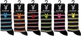 Playboy heren sokken set van 6 paar - gekleurde strepen - maat 39 - 45