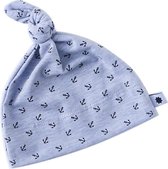 Little Label Unisex Muts - black anchors on light blue - Maat Onsize