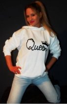 Hippe valentijn sweater | Queen Hoodie | wit | Smal