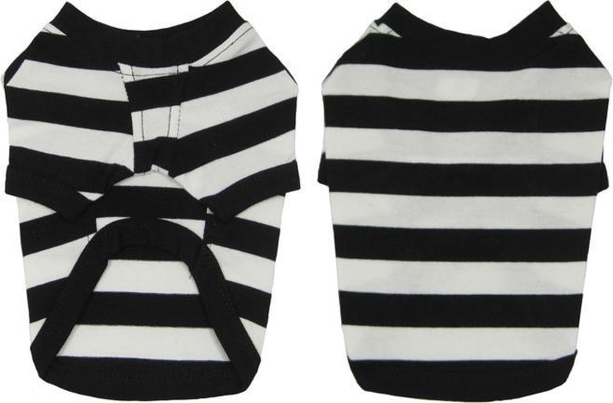 Stroomopwaarts Weiland slim Gestreept shirt zwart / wit - XL (lengte rug 37 cm, omvang borst 48 cm,  omvang nek 34 cm) | bol.com