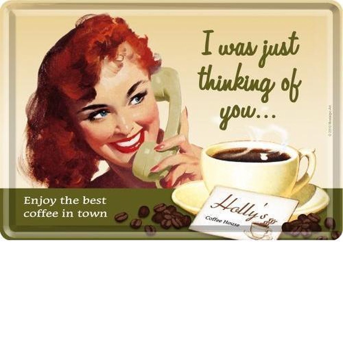 Thinking of You Metalen Postcard 10 x 14 cm.