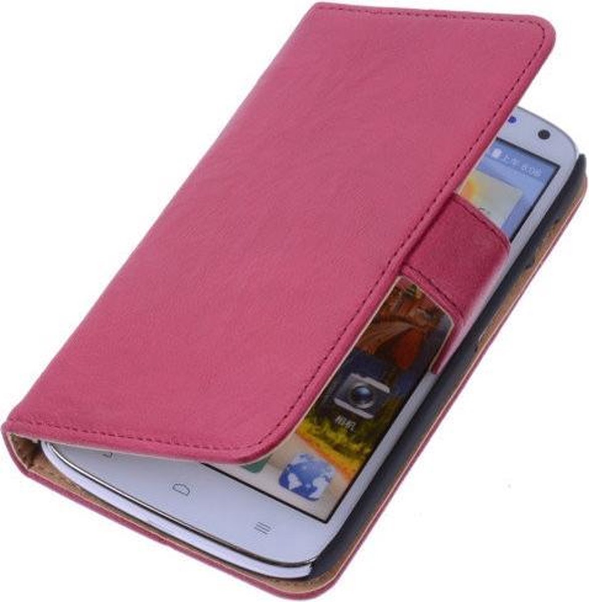 BestCases.nl Polar Echt Lederen Fuchsia Huawei Ascend Y530 Bookstyle Wallet Hoesje