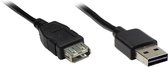 Alcasa USB A - USB A 0.6m M/F USB-kabel 0,6 m USB 2.0 Zwart