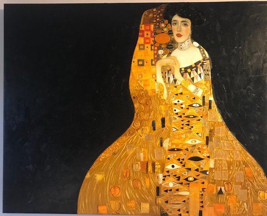 'Dark Adele' Lady in Gold - schilderij - goud