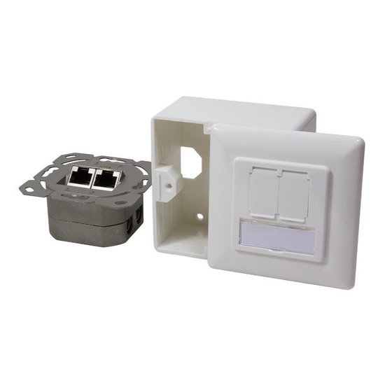 LogiLink Professional NP0023 Cat.6 Inbouwdoos – 2x RJ45 STP, Volledig Afgeschermd, Met 40° Schuine Uitlaat, Puur Wit 3 miniatura