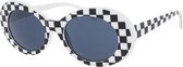 Icon Eyewear Zonnebril GRUNGE - Zwart met wit geblokt montuur – Grijze glazen