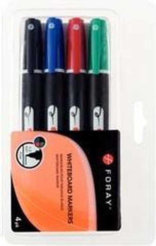 Ronde fijne punt Whiteboardmarker 4 kleuren assortiment Foray Pen Stijl