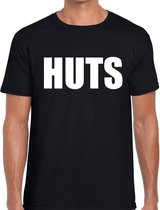 HUTS tekst t-shirt zwart voor heren - heren feest t-shirts L