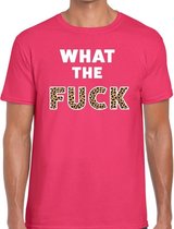 What the Fuck tijger print tekst t-shirt roze heren M