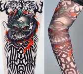 Elastische Full Arm Sleeve / Kous Tattoo: Doodskop met Draak