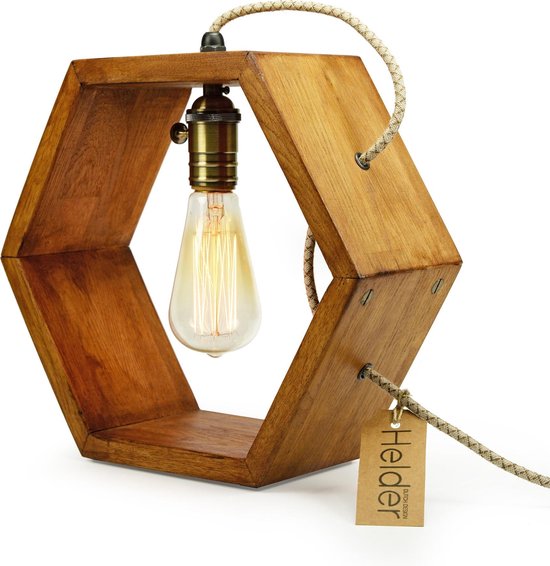 Automatisch Machtig medeleerling HELDER Design - Hexagon tafellamp met Kooldraad Edison lamp | bol.com