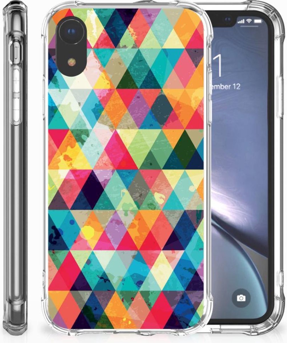 Apple iPhone Xr Doorzichtige Silicone Hoesje Geruit