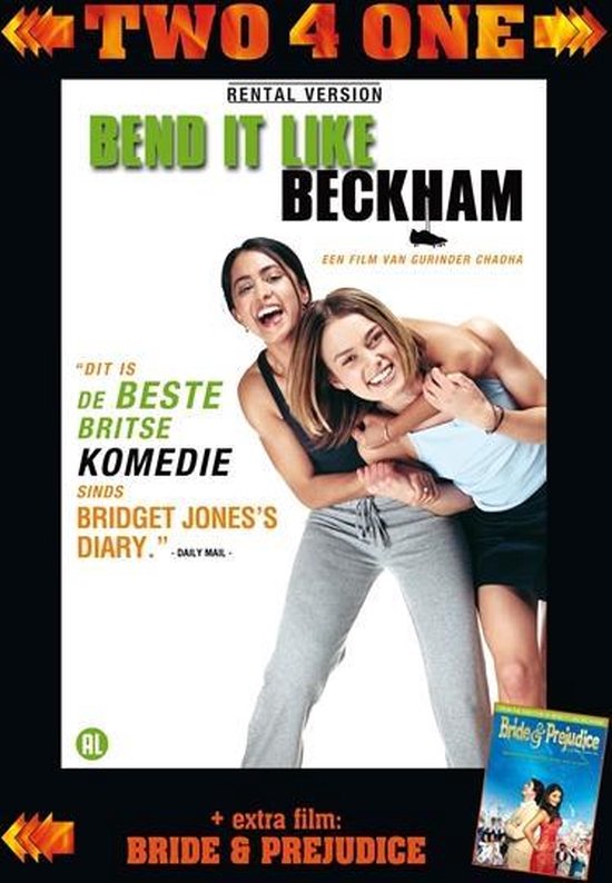 Twee vrouwen lachen, de ene met de armen om de nek van de andere. "Bend It Like Beckham" en "Bride & Prejudice".