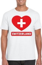 Zwitserland hart vlag t-shirt wit heren S
