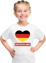 Duitsland hart vlag t-shirt wit jongens en meisjes S (122-128)