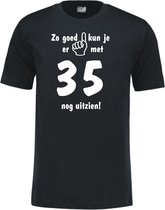 Mijncadeautje - Leeftijd T-shirt - Zo goed kun je er uitzien 35 jaar - Unisex - Zwart (maat L)