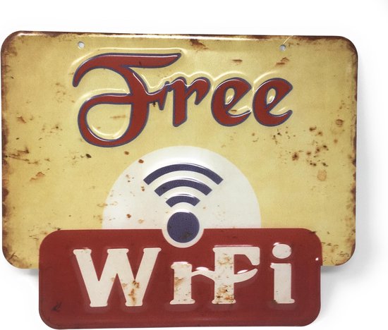 Wifi Logo Free Wifi Sign Vintage Bord Metaal Bordje Retro Design Café  Winkel | bol.com