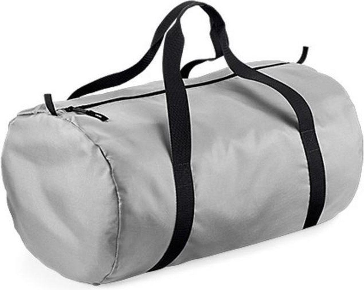 Bagbase Klein opvouwbare ronde sporttas, Kleur Silver/ Black