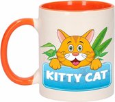 Kinder katten mok / beker Kitty Cat oranje / wit 300 ml