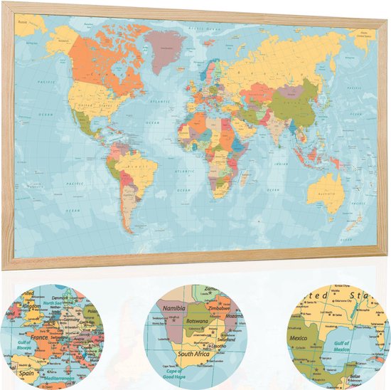 Pacifische eilanden Een zin Slank Kurk Wereldkaart Prikbord (60 x 40 cm) + Markeervlaggetjes (20st) - Wereldkaart  Kurk... | bol.com