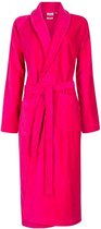 Dames badjas fuchsia roze - velours katoen - sjaalkraag - maat S/M